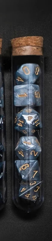 Set de Dados de Rol con Frasco tipo Poción de Fantasía (7 Piezas)