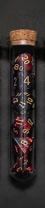 Set de Dados de Rol con Frasco tipo Poción de Fantasía (7 Piezas)