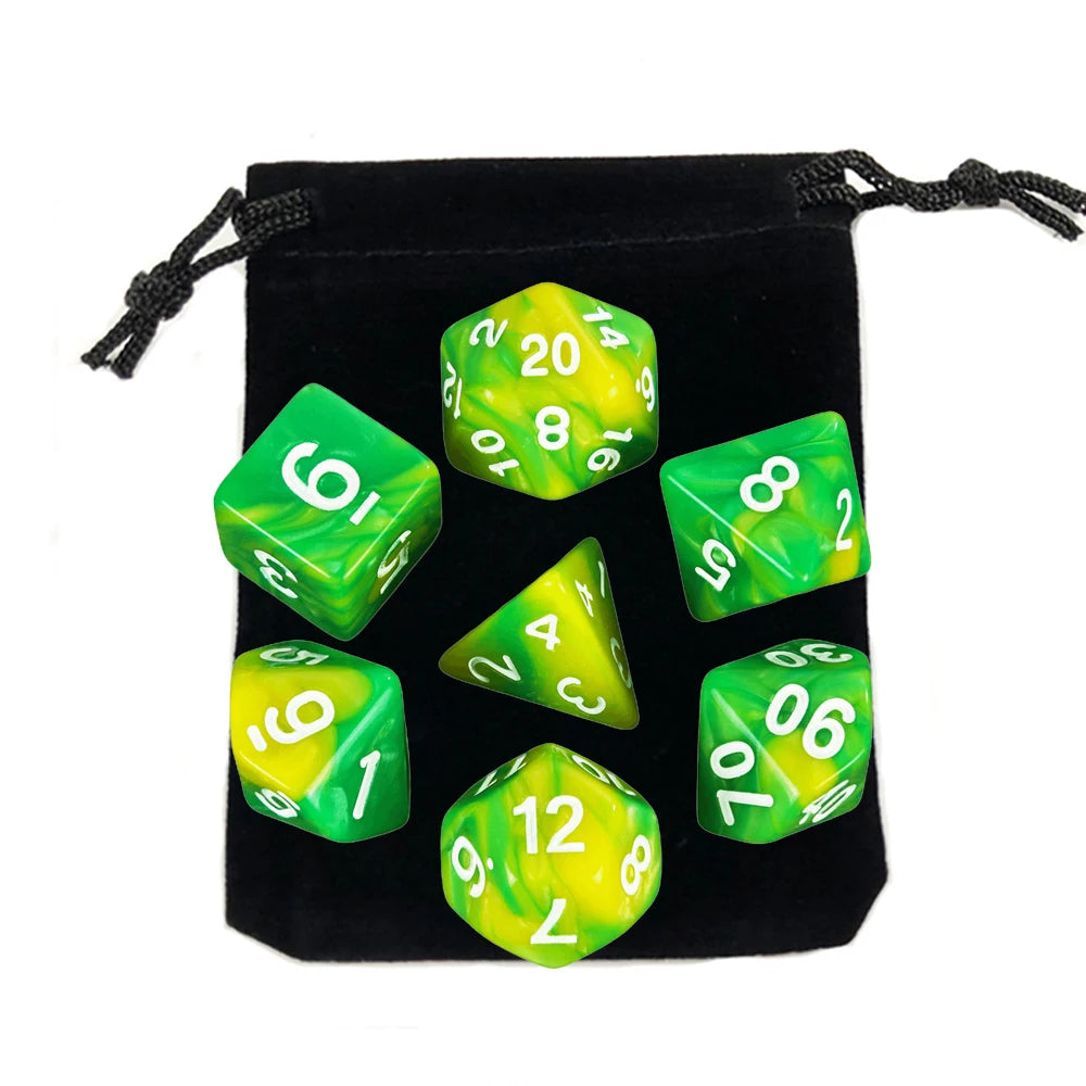 Set Completo de Dados para Juegos de Rol (7 Pzs) con Bolsa