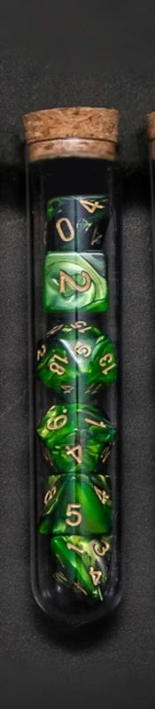 Set de Dados de Rol con Frasco tipo Poción de Fantasía (7 Piezas)