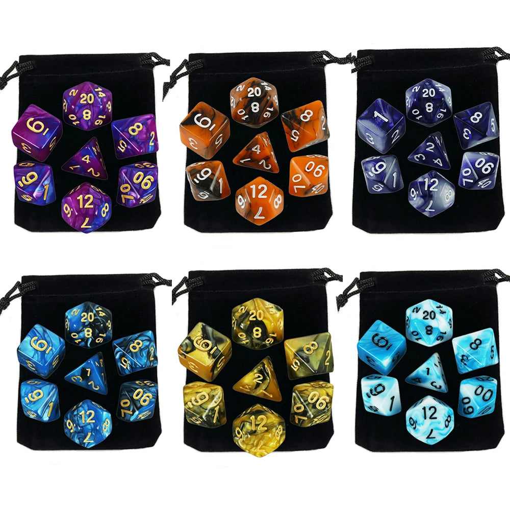 Set Completo de Dados para Juegos de Rol (7 Pzs) con Bolsa