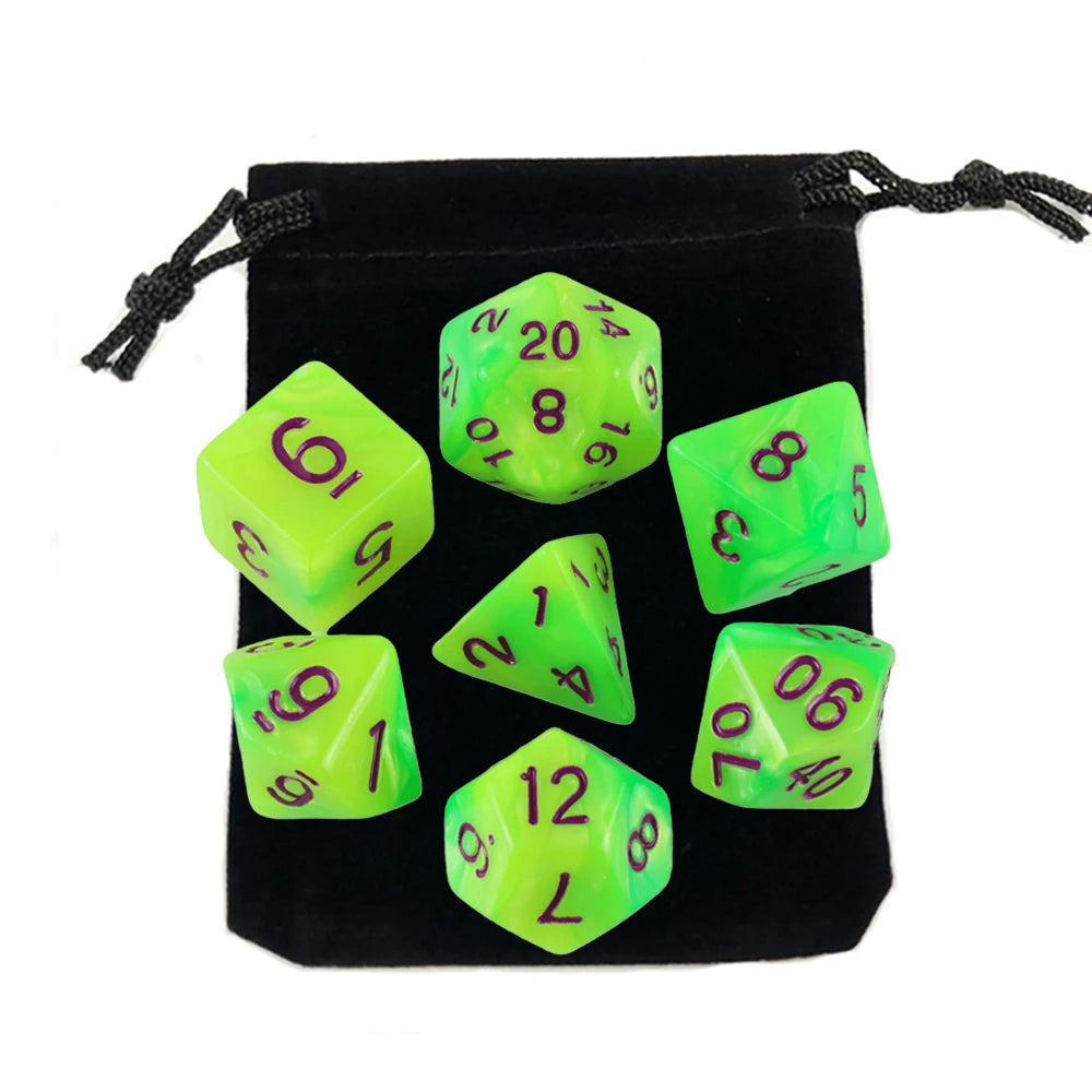 Set Completo de Dados para Juegos de Rol (7 Pzs) con Bolsa
