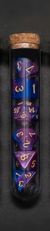 Set de Dados de Rol con Frasco tipo Poción de Fantasía (7 Piezas)