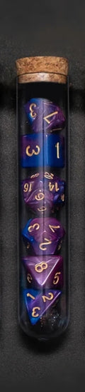 Set de Dados de Rol con Frasco tipo Poción de Fantasía (7 Piezas)