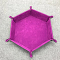 Bandeja Plegable Hexagonal para Dados – Cuero PU y Terciopelo, Doble Cara