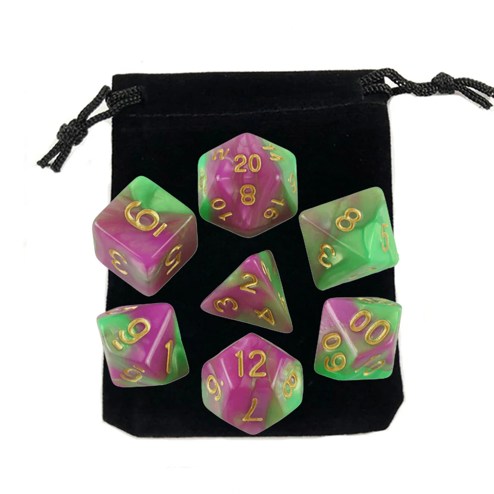 Set Completo de Dados para Juegos de Rol (7 Pzs) con Bolsa