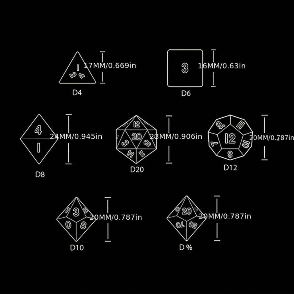 Set de Dados de Rol con Frasco tipo Poción de Fantasía (7 Piezas)