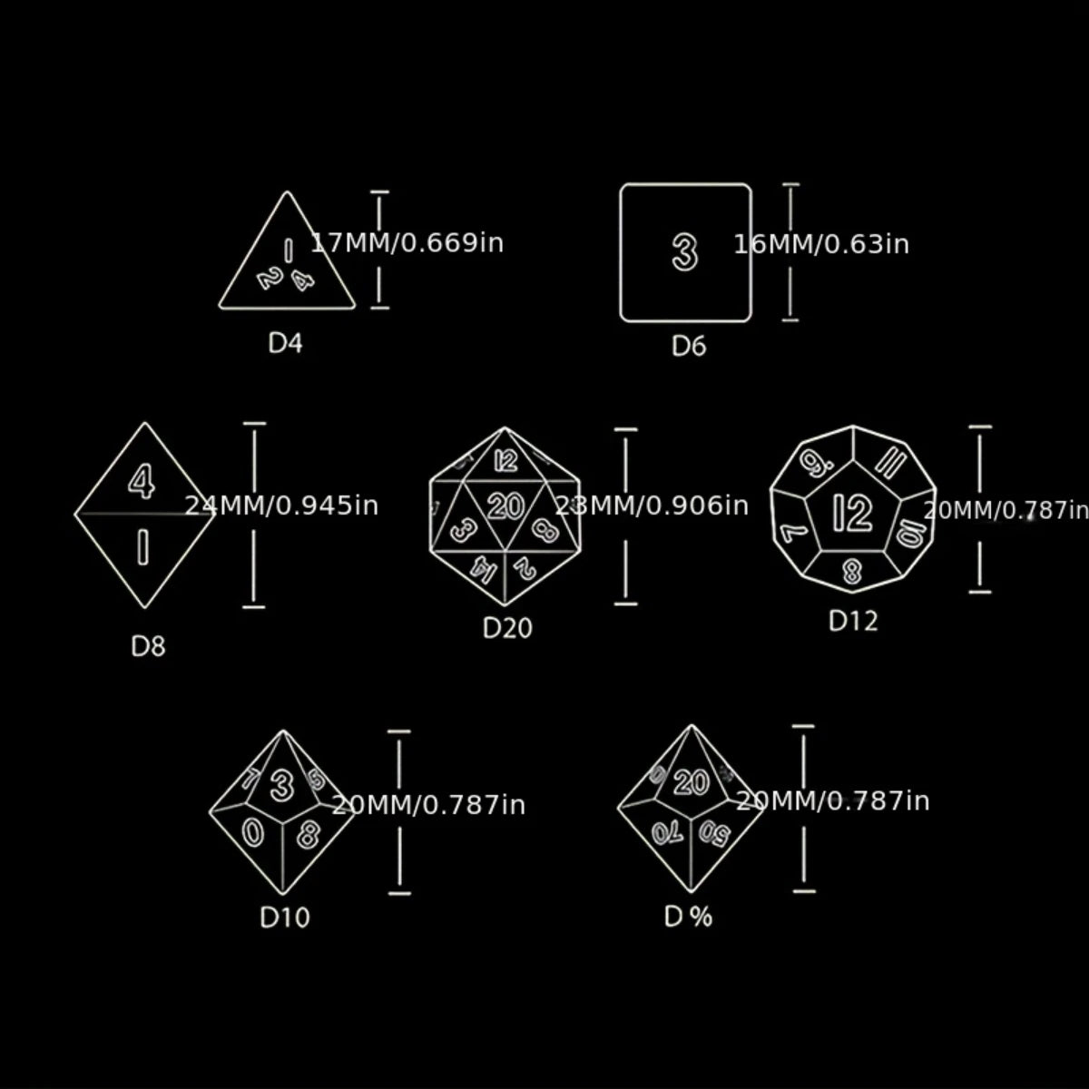 Set de Dados de Rol con Frasco tipo Poción de Fantasía (7 Piezas)